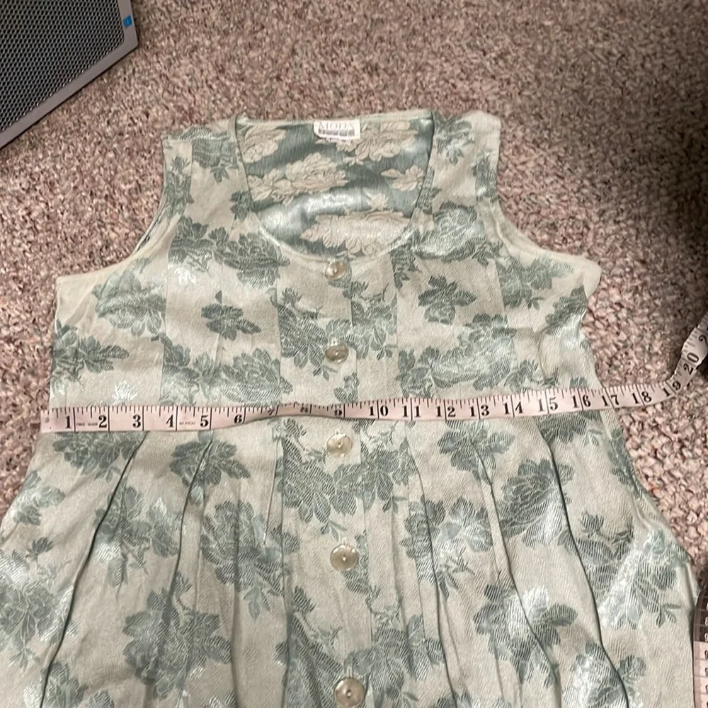 Vintage 90s satin flower on matte back maxi dress with button front - Picture 5 of 9